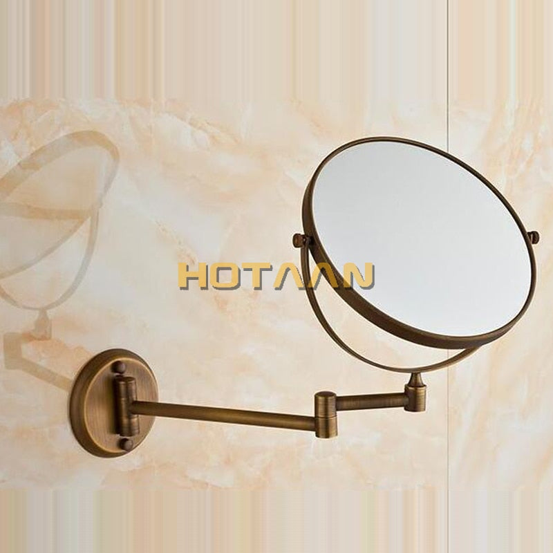 Double Side Bathroom Folding Brass Makeup Mirror
