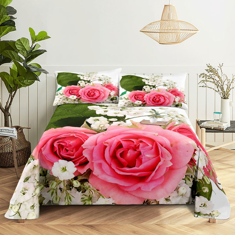 Pink Floral Bed Sheet Set