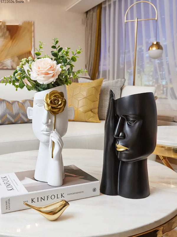 Creative Nordic vase decoration modern resin doll sculpture