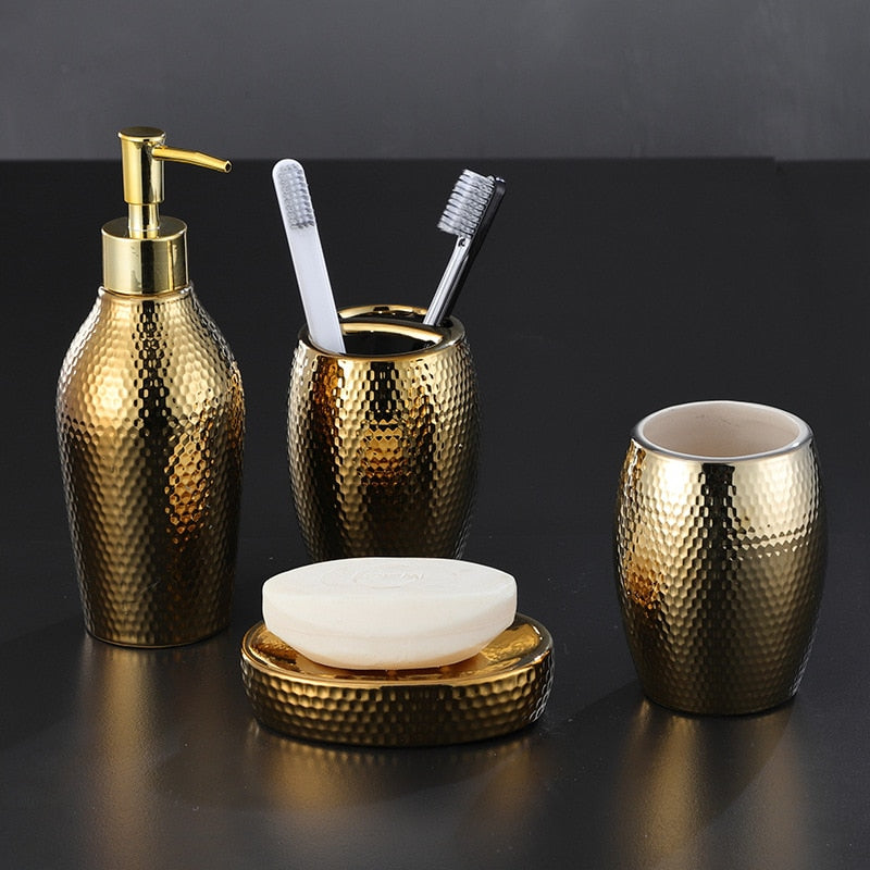 4 pcs/ lot Nordic golden ceramic wash set