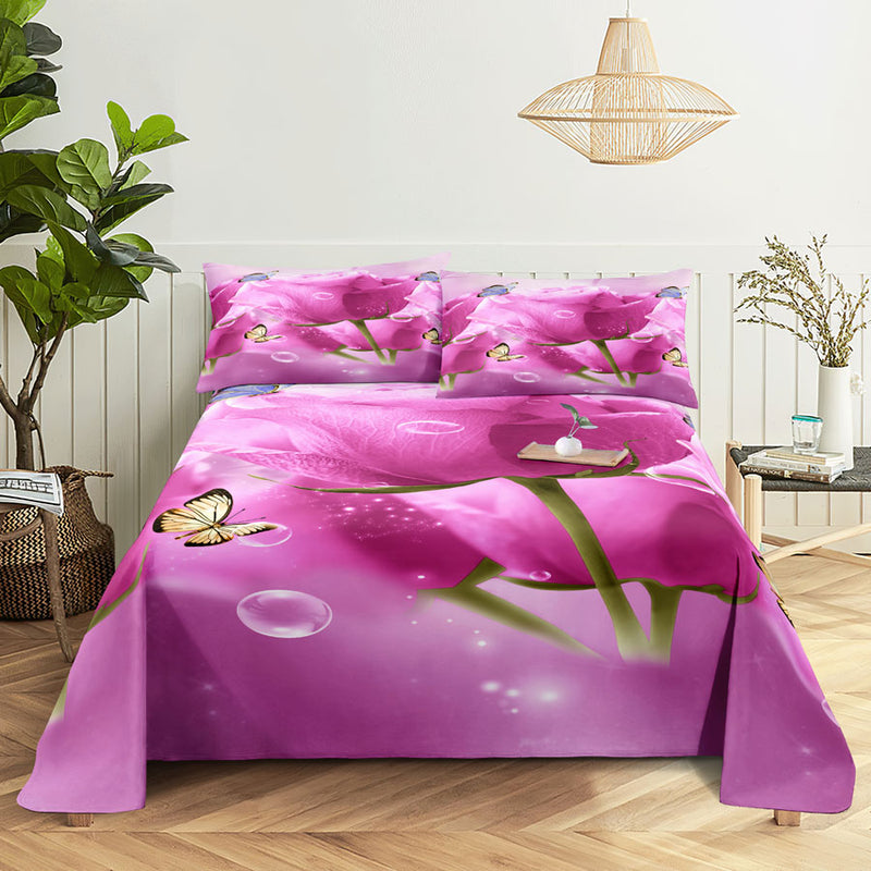 Pink Floral Bed Sheet Set