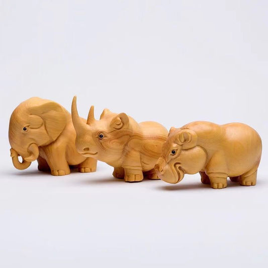 Wood Carving Animals Statue Decoration Ornament