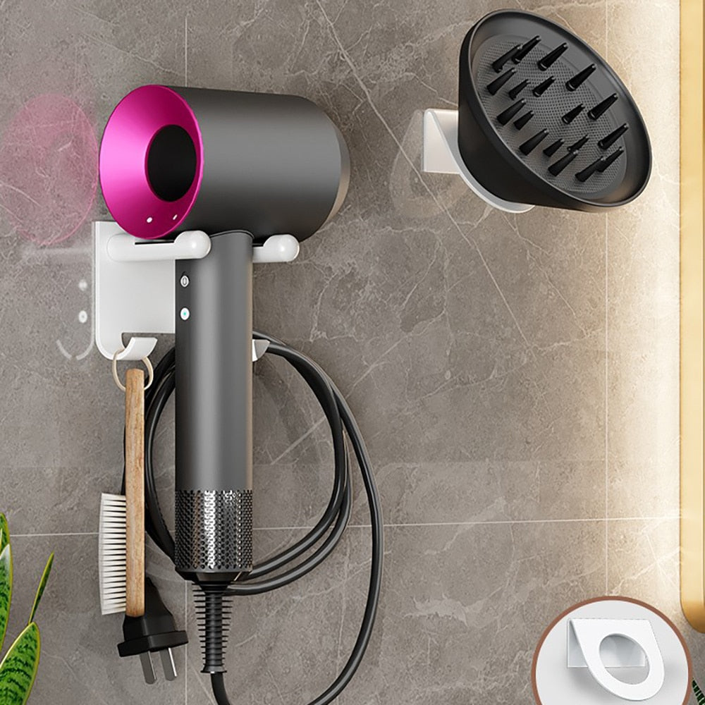 
            
                Load image into Gallery viewer, Hair Dryer Holder Shelf With Hooks
            
        