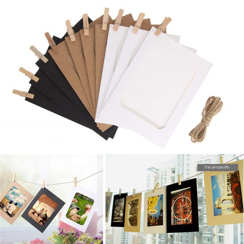 10 Pcs Combination Paper Frame with Clips DIY Kraft