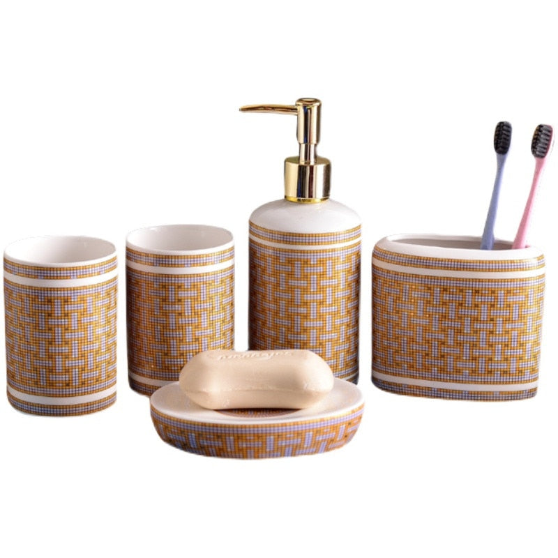 European Style Ceramic Bathroom 5 Pieces Set