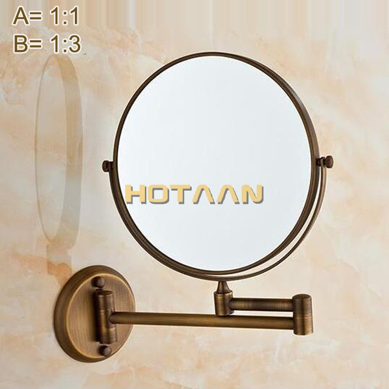 Double Side Bathroom Folding Brass Makeup Mirror