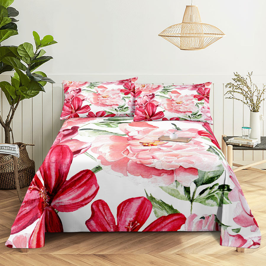 Pink Floral Bed Sheet Set