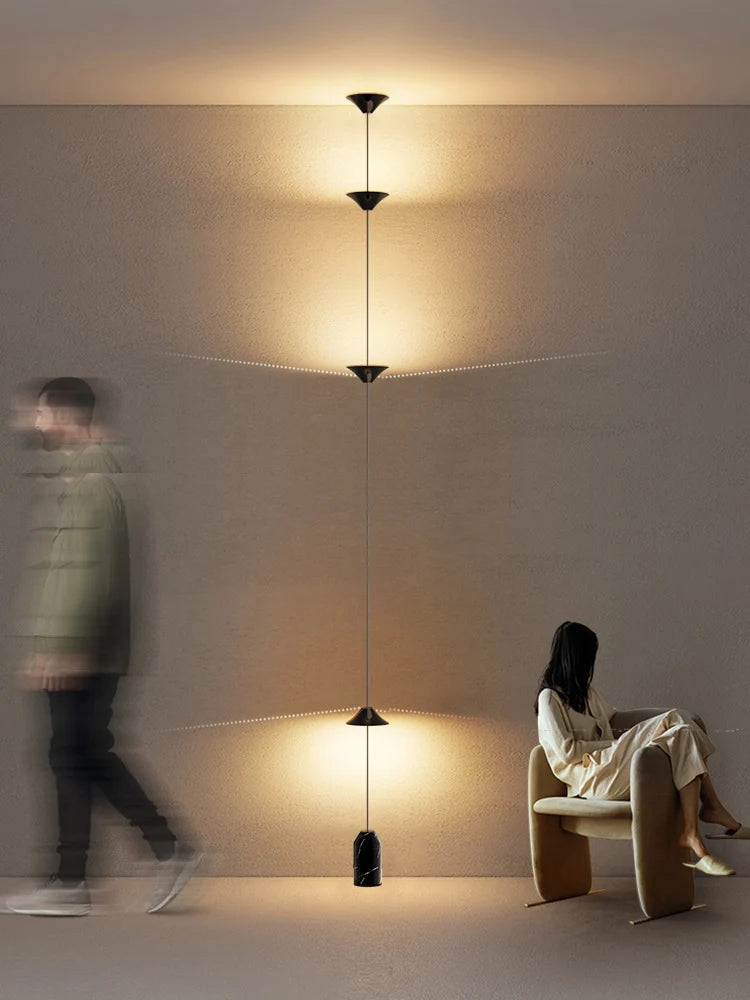 Minimalist living room, hallway background wall floor lamp