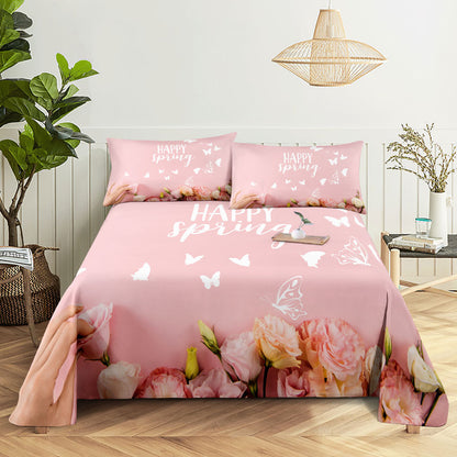 Pink Floral Bed Sheet Set