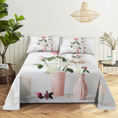 Pink Floral Bed Sheet Set