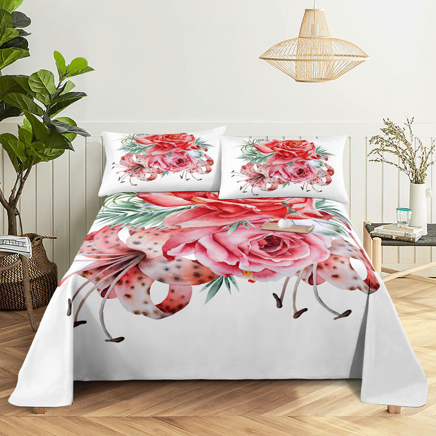 Pink Floral Bed Sheet Set