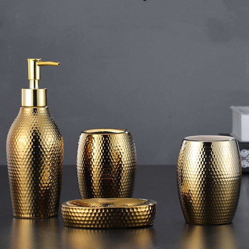 
            
                Load image into Gallery viewer, 4 pcs/ lot Nordic golden ceramic wash set
            
        