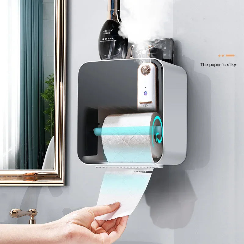 Light Luxury Intelligent Shelf Bathroom Waterproof and Perforated Wall Hanging toilet roll holder