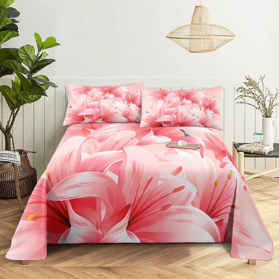 Pink Floral Bed Sheet Set