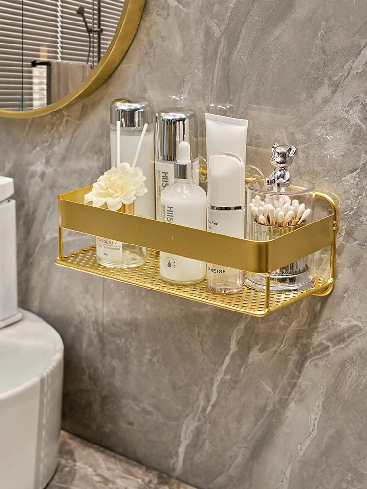 Gold storage rack wall-mounted bathroom Shelves