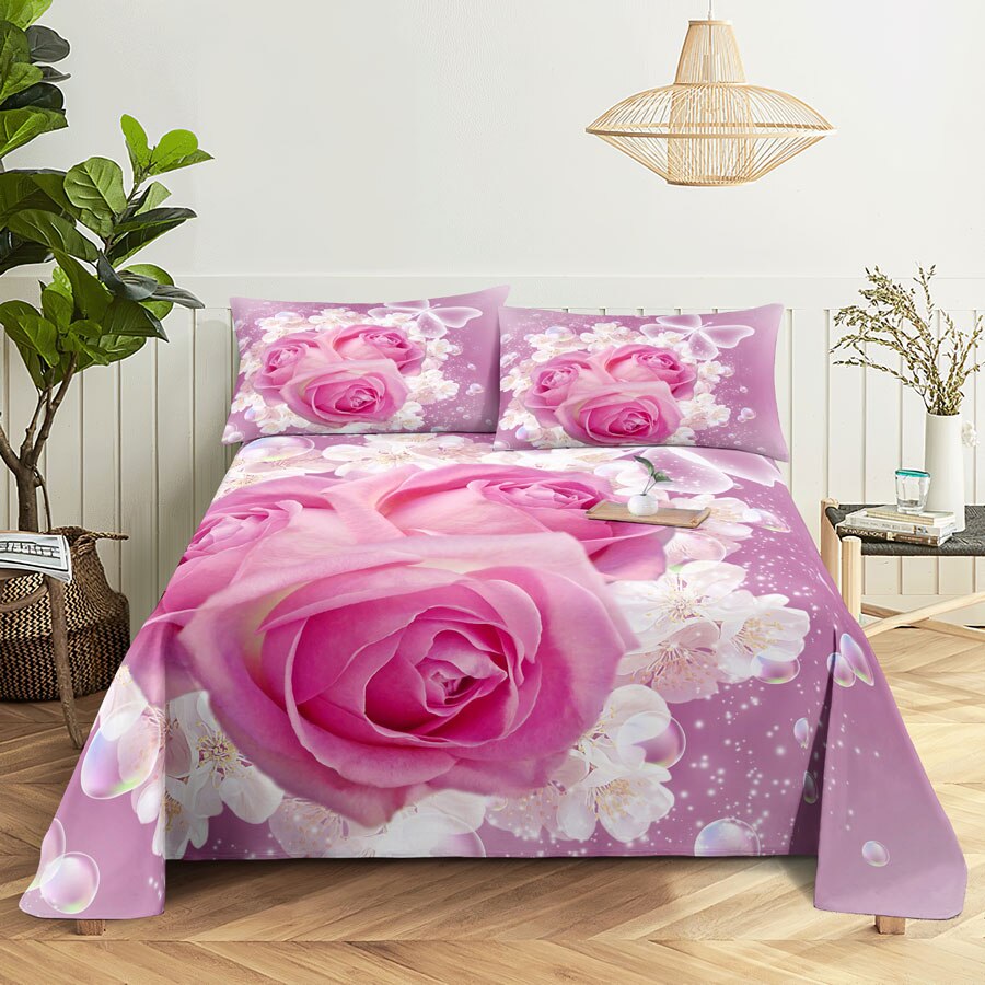 Pink Floral Bed Sheet Set