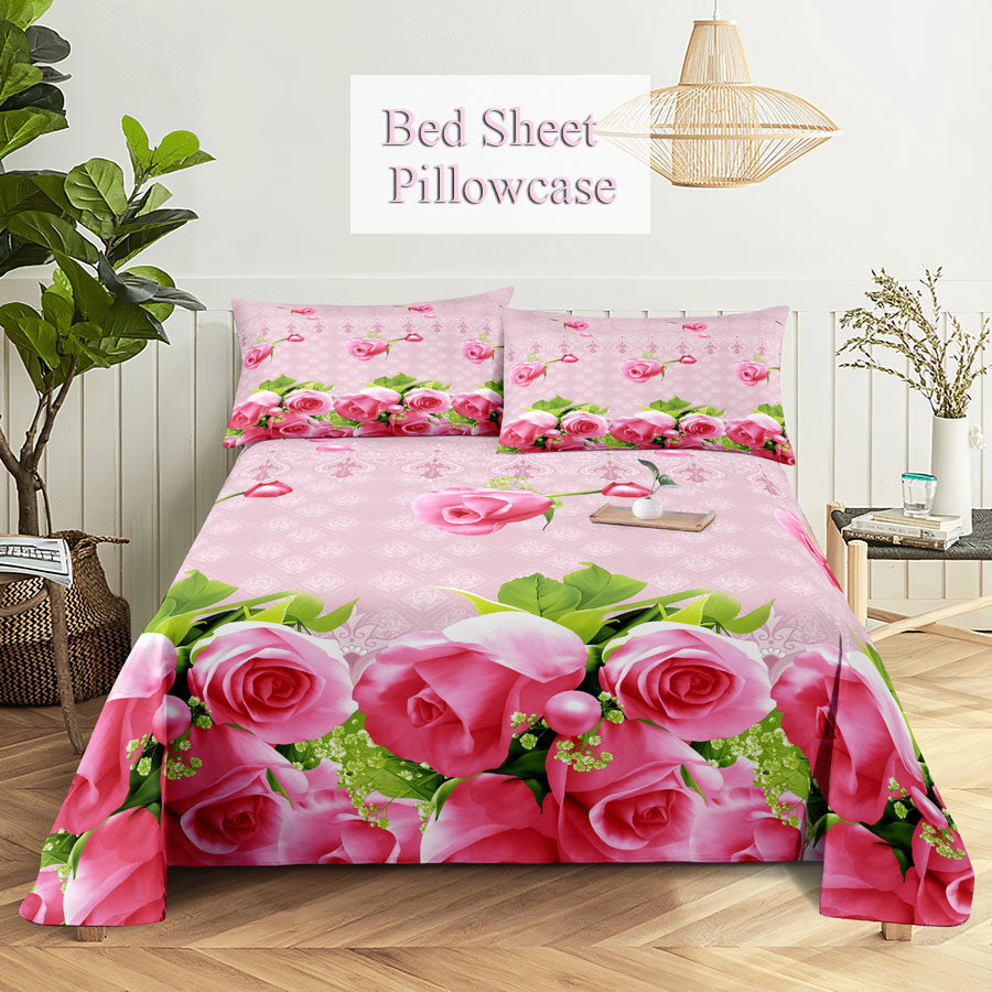 Pink Floral Bed Sheet Set