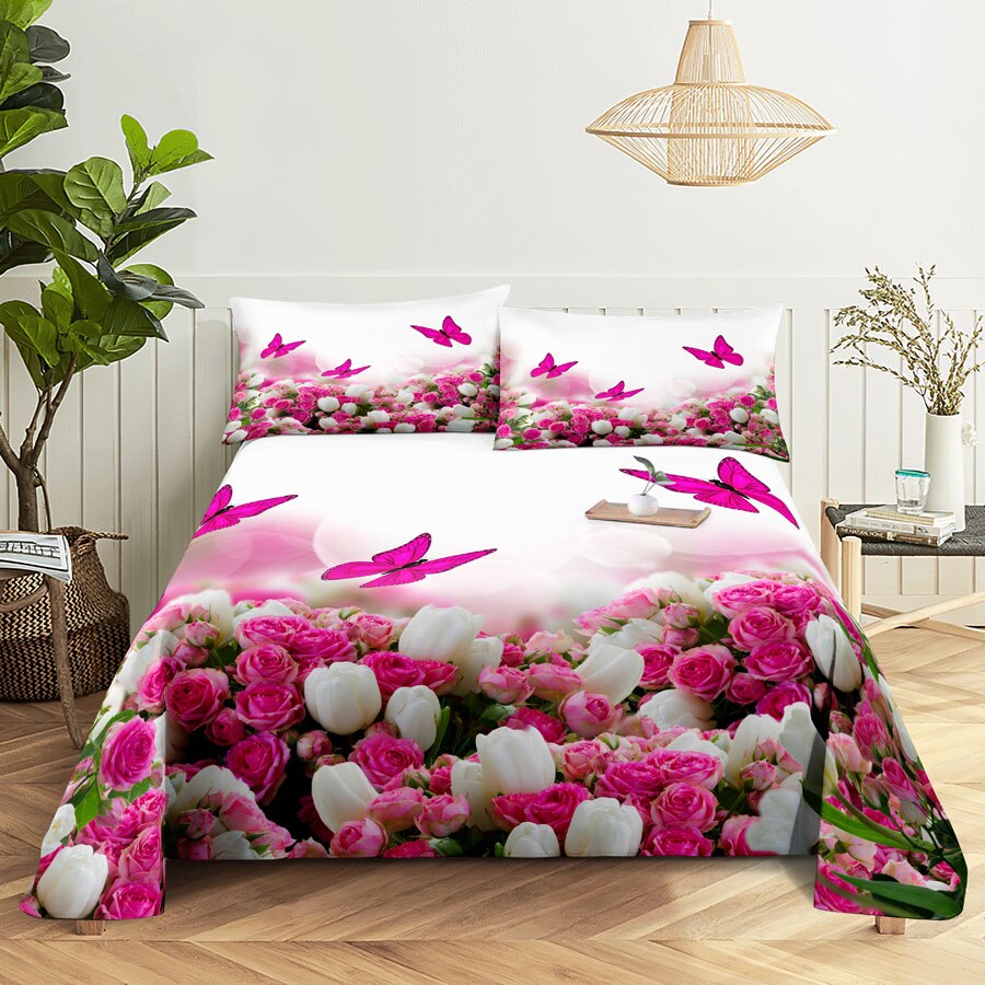 Pink Floral Bed Sheet Set