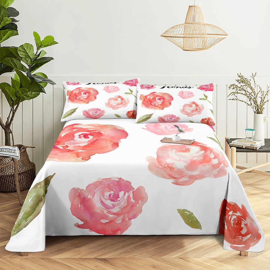 Pink Floral Bed Sheet Set