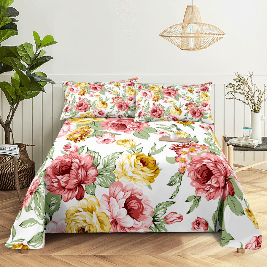 Pink Floral Bed Sheet Set