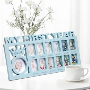 
            
                Load image into Gallery viewer, My First Year Baby Keepsake Frame 0-12 Months Pictures
            
        