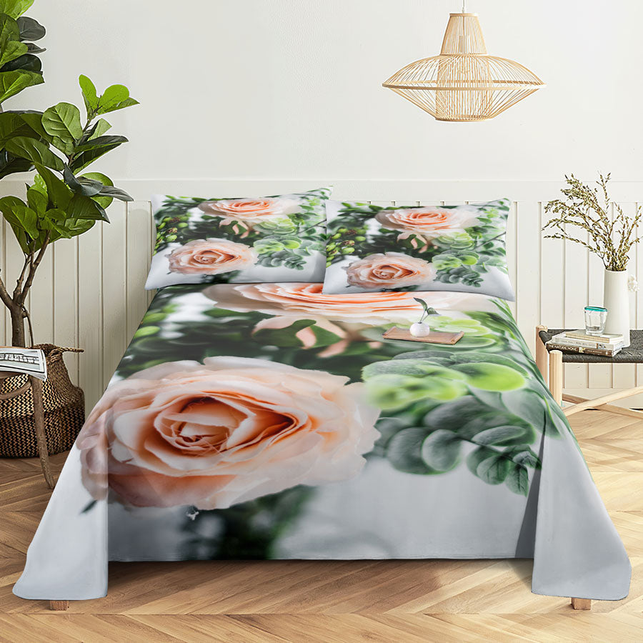 Pink Floral Bed Sheet Set