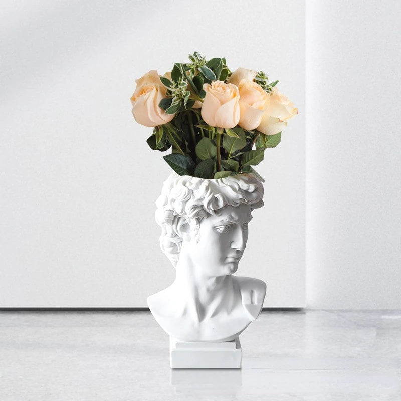 Resin David Vase Face Head Interior Decorative Flowerpot