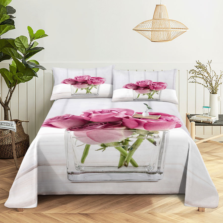 Pink Floral Bed Sheet Set