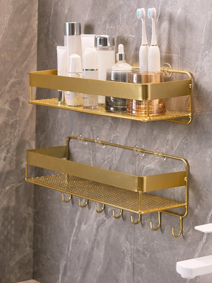 Gold storage rack wall-mounted bathroom Shelves