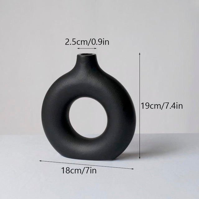 Black/White Circular Hollow Ceramic Vase