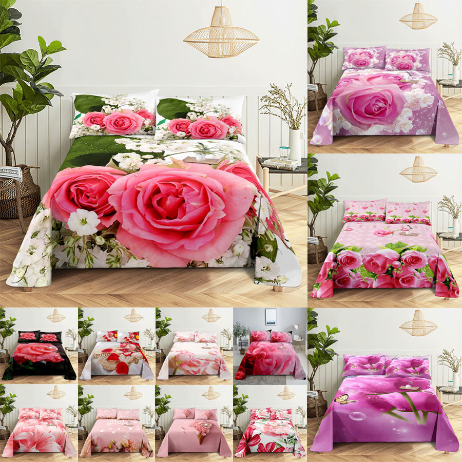 Pink Floral Bed Sheet Set