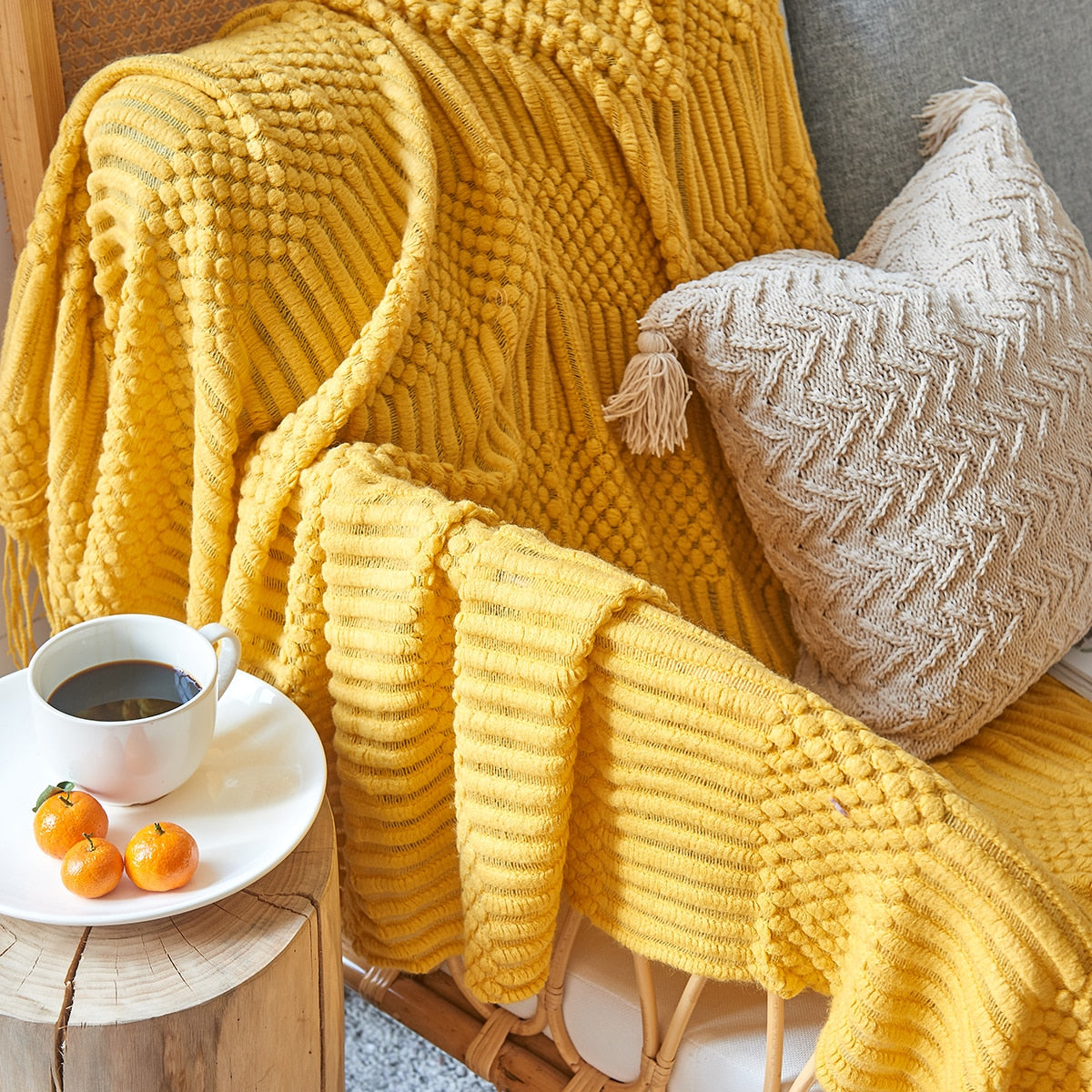 Throw Blanket With Tassels